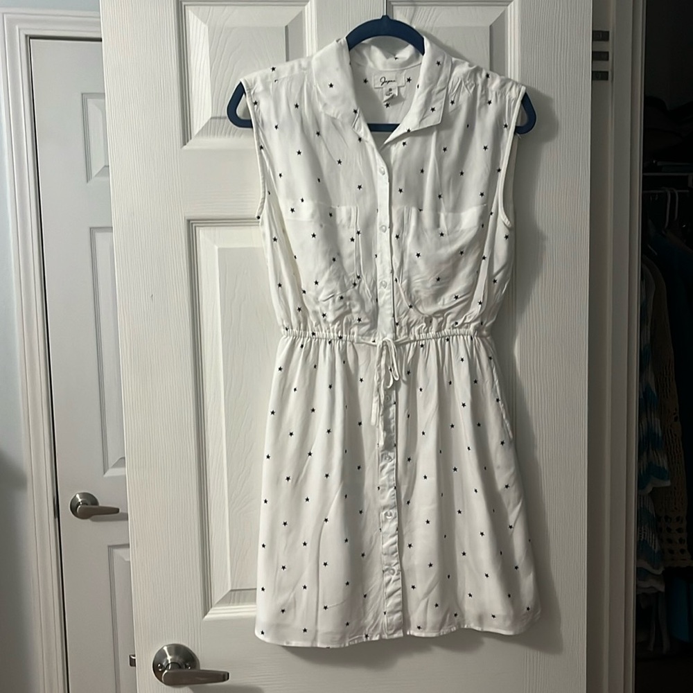 JAPANA SHIRT DRESS / SIZE S/ Like New / White with Blue Stars / Fully Lined / …